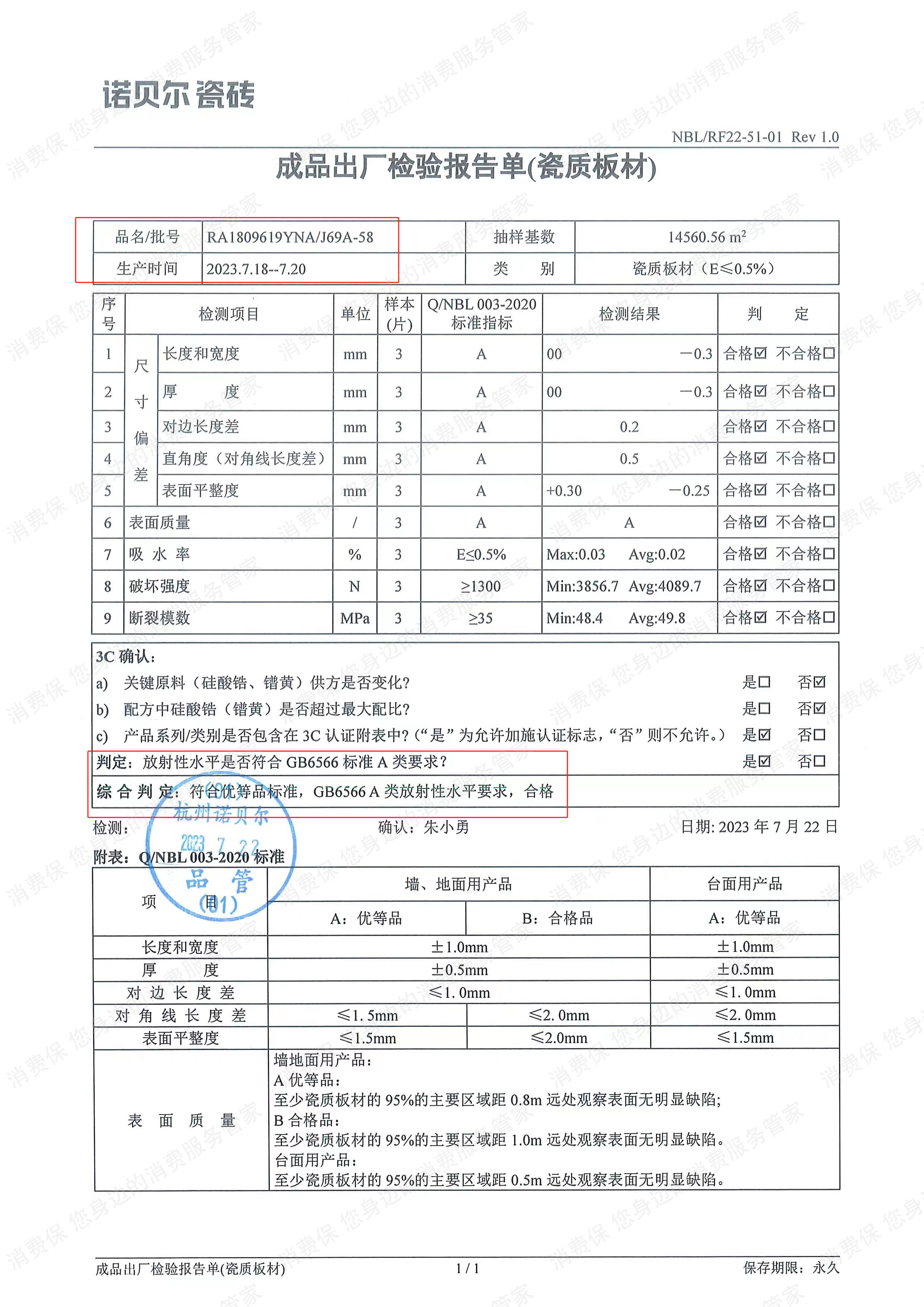 诺贝尔瓷砖家具产品质量问题