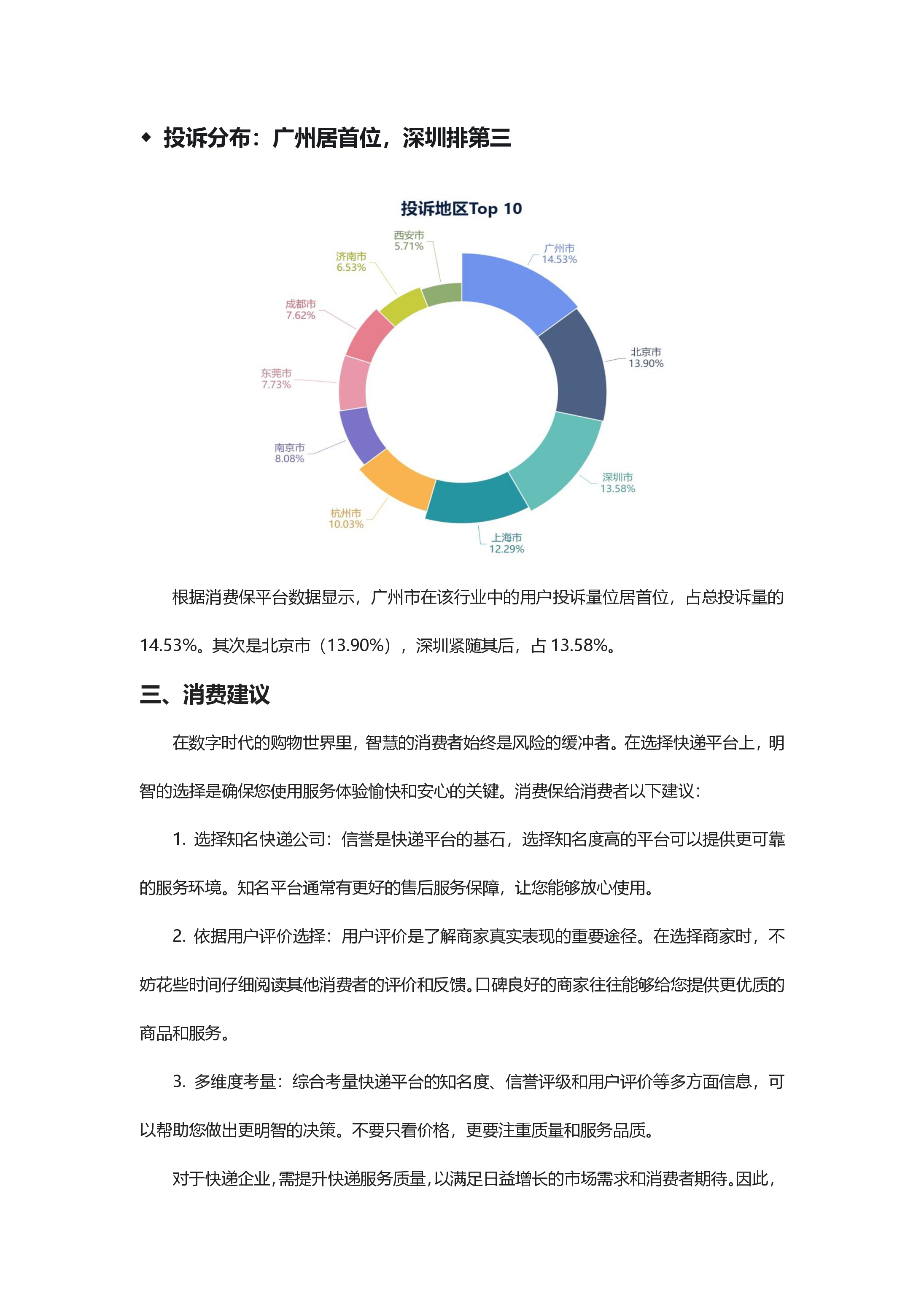 快递投诉分析报告