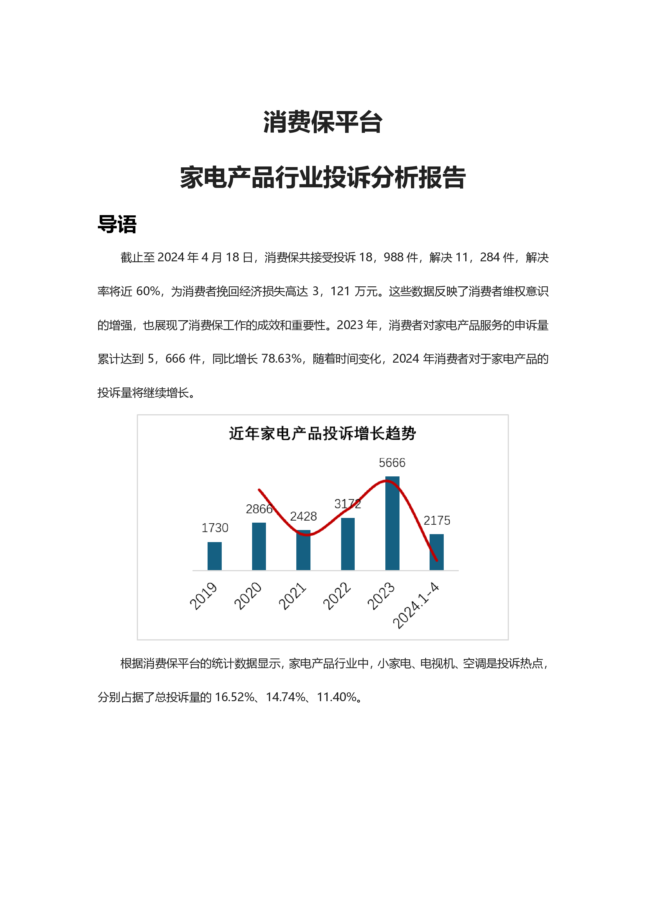 家电产品投诉分析报告