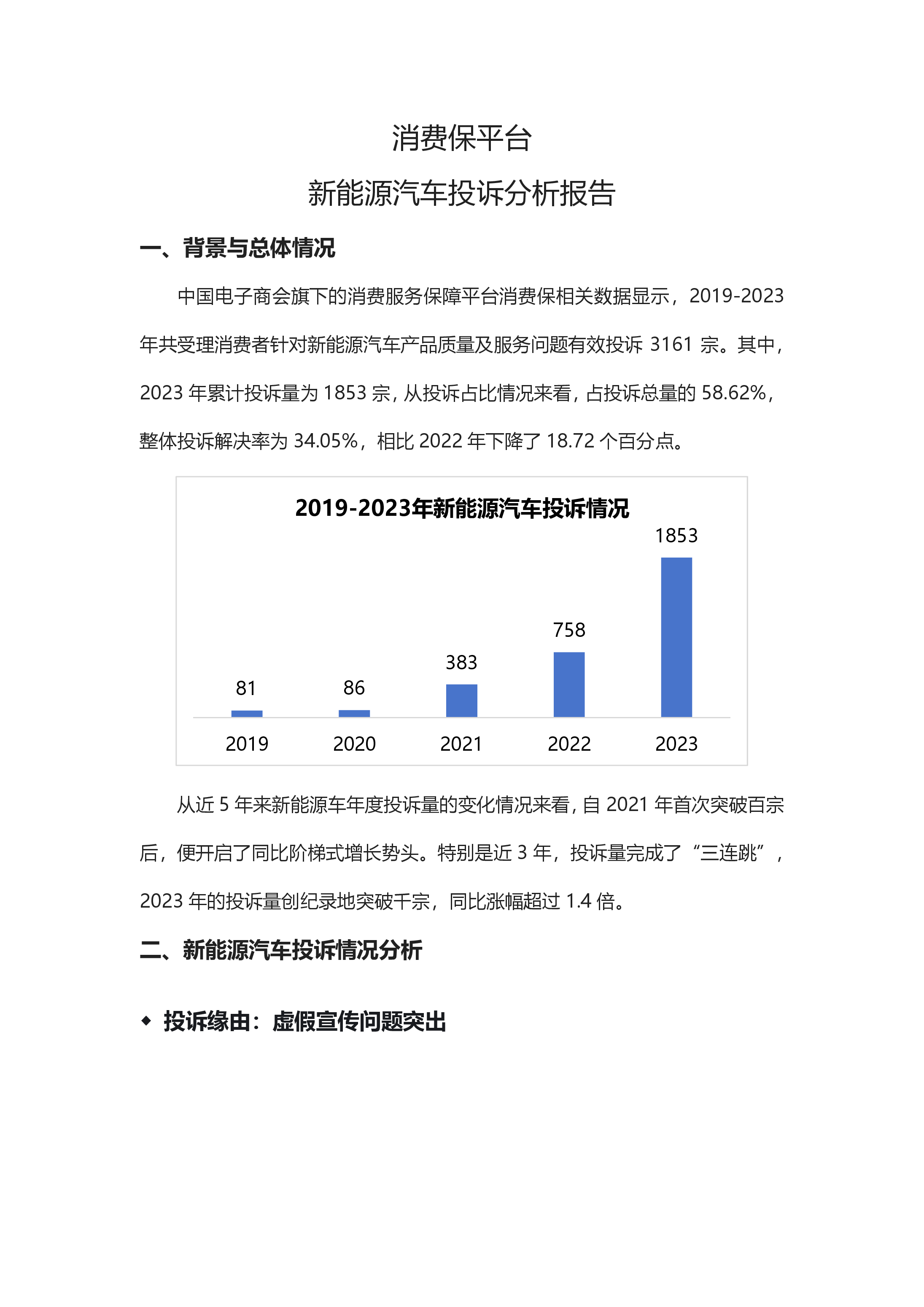 新能源汽车投诉分析报告