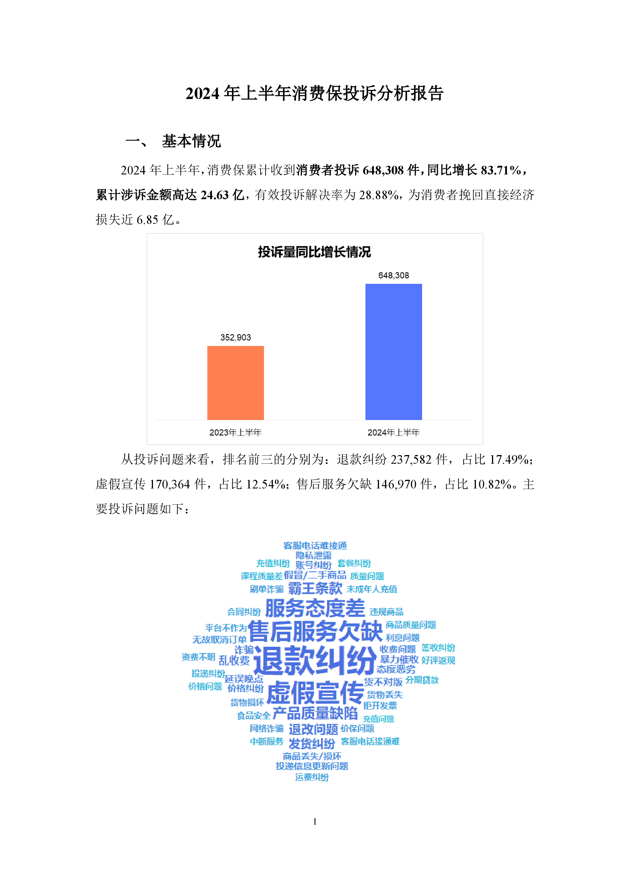 2024年上半年消费保投诉分析报告