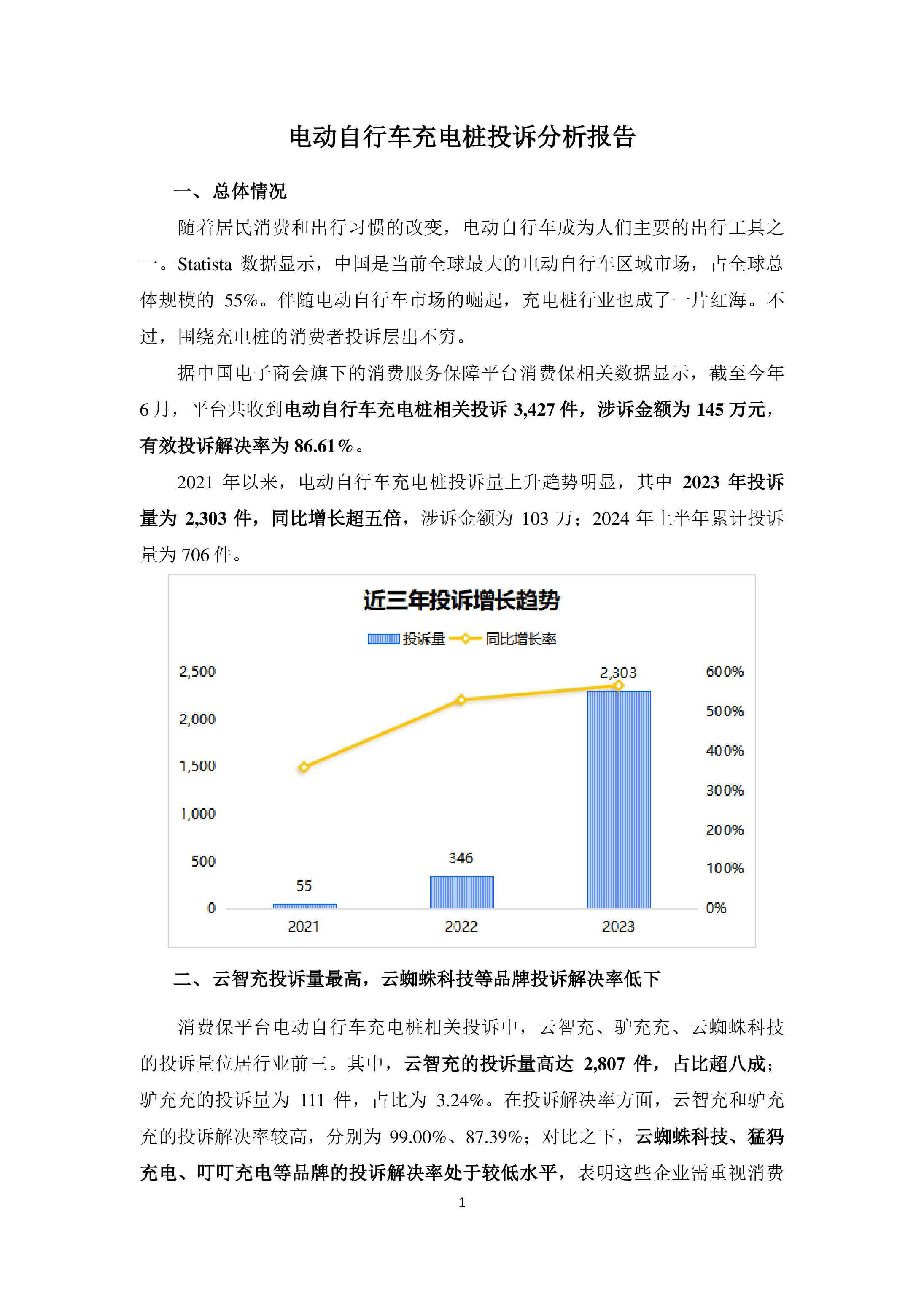 电动自行车充电桩投诉分析报告